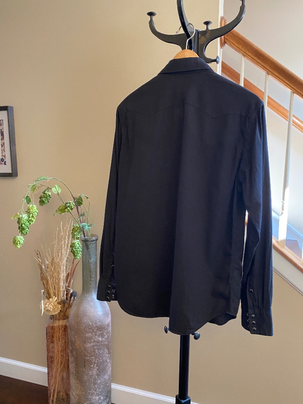 RRL Double RL Men's Slim Fit Cotton Twill Western Shirt in Black Size Small - Picture 4 of 14